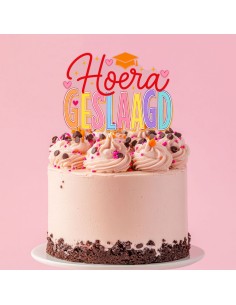 Full Colour Taarttopper op Maat: Hoera Geslaagd Pastel 2