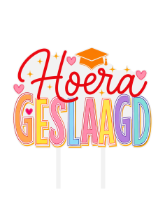 Full Colour Taarttopper op Maat: Hoera Geslaagd Pastel