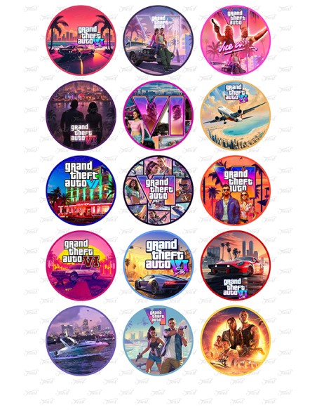 Eetbare Print GTA VI - Cupcakes - 5cm