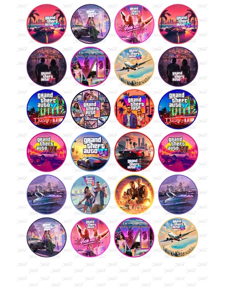Eetbare Print GTA VI - Mini Cupcakes - 4cm