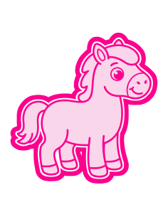 3D Uitsteker op Maat: Schattige Pony met Stempel