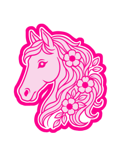 3D Uitsteker op Maat: Paardenhoofd met Bloemen met Stempel