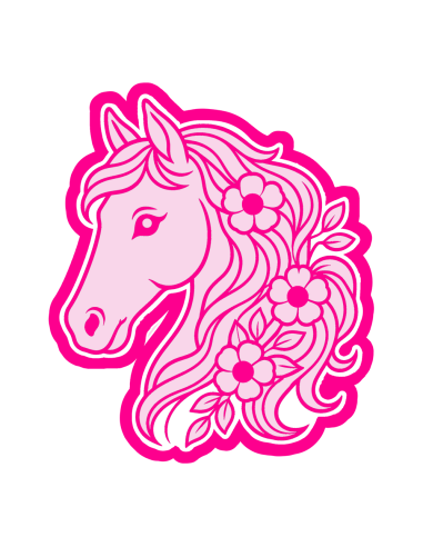 3D Uitsteker op Maat: Paardenhoofd met Bloemen met Stempel