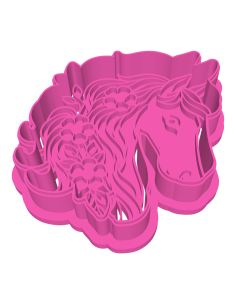 3D Uitsteker op Maat: Paardenhoofd met Bloemen met Stempel 2