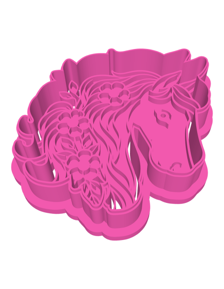 3D Uitsteker op Maat: Paardenhoofd met Bloemen met Stempel