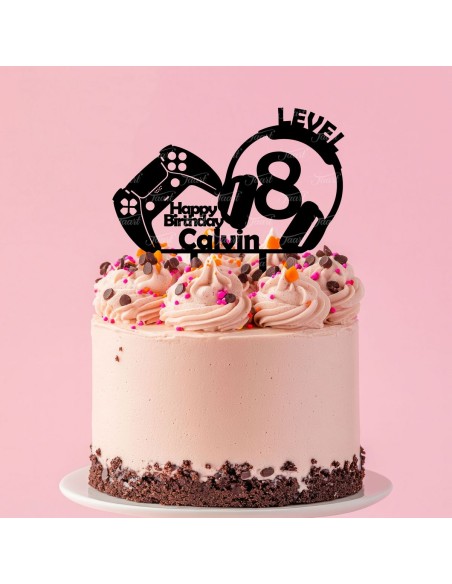 Taarttopper op Maat: Happy Birthday Gamer met Naam&Leeftijd