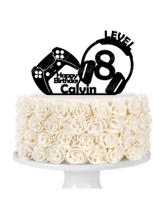 Taarttopper op Maat: Happy Birthday Gamer met Naam&Leeftijd 2