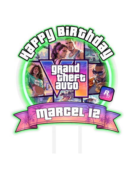 Full Colour Taarttopper op Maat: GTA VI
