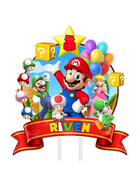 Full Colour Taarttopper op Maat: Super Mario Rond