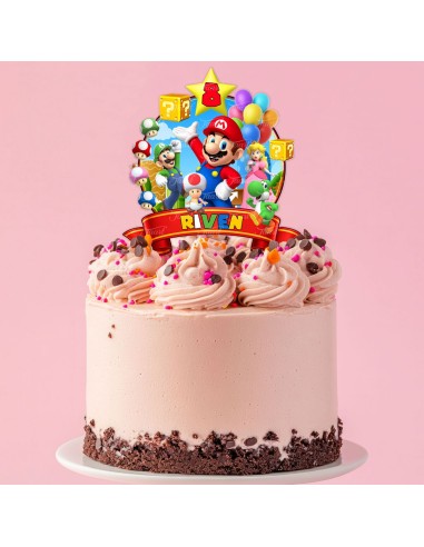 Full Colour Taarttopper op Maat: Super Mario Rond