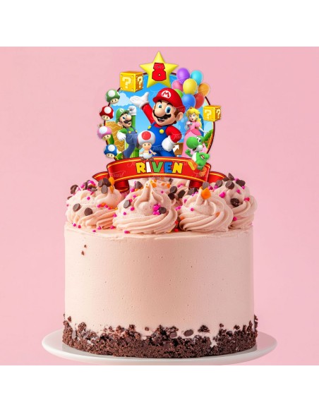 Full Colour Taarttopper op Maat: Super Mario Rond
