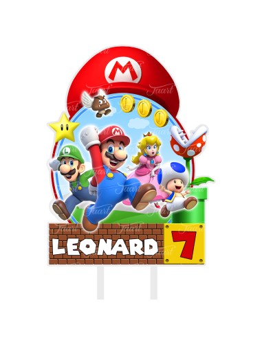 Full Colour Taarttopper op Maat: Super Mario met Pet