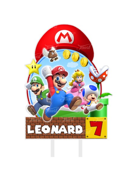 Full Colour Taarttopper op Maat: Super Mario met Pet