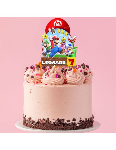 Full Colour Taarttopper op Maat: Super Mario met Pet