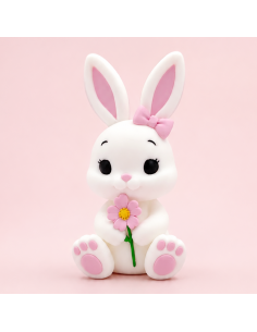 3D Taarttopper op Maat: Konijn met Bloem