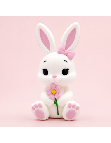 3D Taarttopper op Maat: Konijn met Bloem