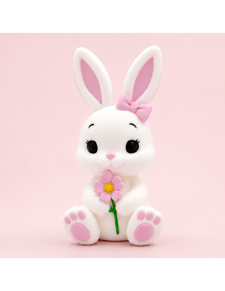 3D Taarttopper op Maat: Konijn met Bloem