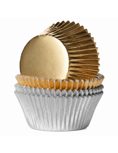 House of Marie Baking Cups Folie Goud & Zilver -48st-