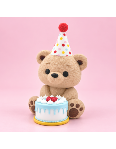 3D Taarttopper op Maat: Teddy met Taart Blauw
