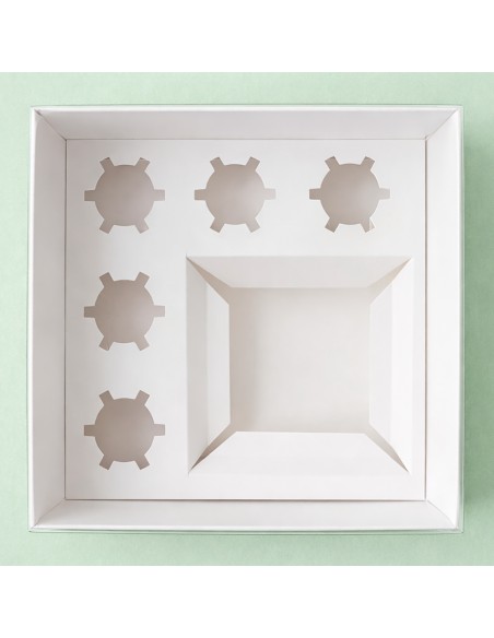 Bento Taartdoos + 5 Cupcakes -25x25x12,7cm-