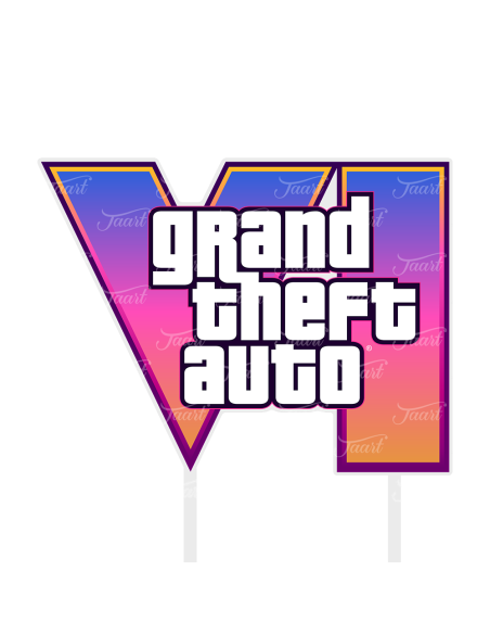 Full Colour Taarttopper op Maat: GTA VI Logo