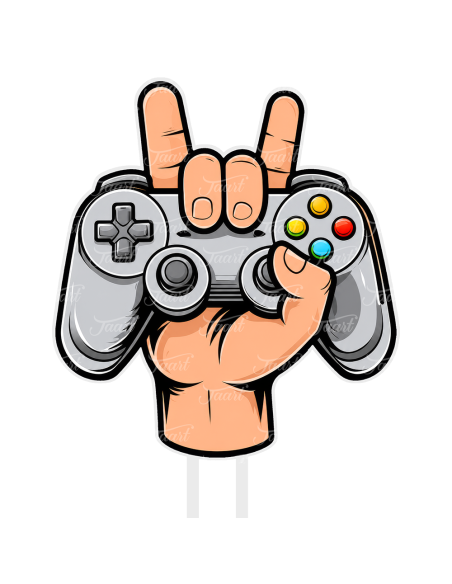 Full Colour Taarttopper op Maat: Playstation Hand