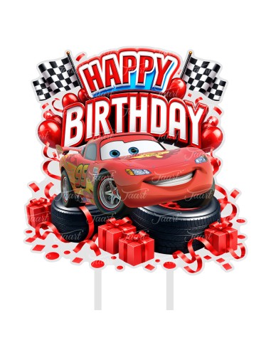 Full Colour Taarttopper op Maat: Cars Happy Birthday