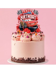 Full Colour Taarttopper op Maat: Cars Happy Birthday 2