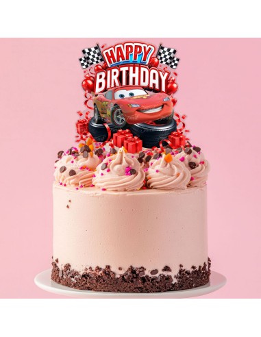 Full Colour Taarttopper op Maat: Cars Happy Birthday