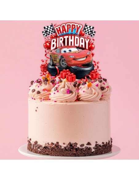 Full Colour Taarttopper op Maat: Cars Happy Birthday