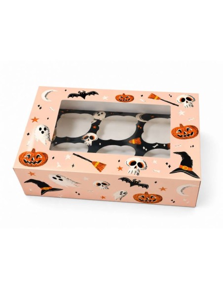 6-Cupcake Doos Halloween Boo Perzik -1st-