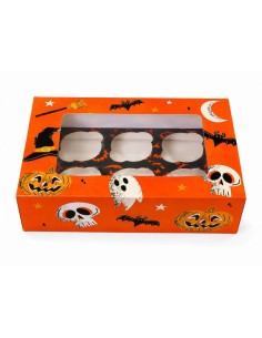6-Cupcake Doos Halloween Boo Oranje -1st-
