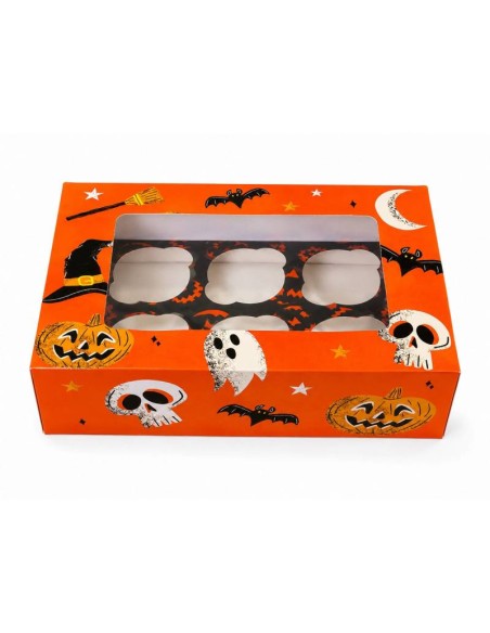 6-Cupcake Doos Halloween Boo Oranje -1st-