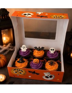 6-Cupcake Doos Halloween Boo Oranje -1st- 2