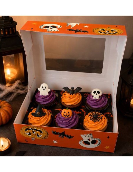 6-Cupcake Doos Halloween Boo Oranje -1st-