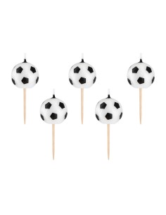 Party Kaarsen Set Voetbal Zwart/Wit -5st-