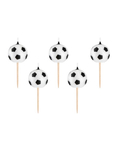 Party Kaarsen Set Voetbal Zwart/Wit -5st-