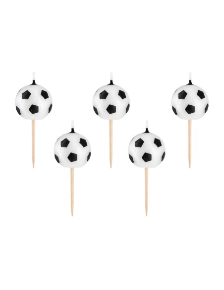Party Kaarsen Set Voetbal Zwart/Wit -5st-