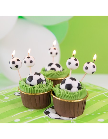 Party Kaarsen Set Voetbal Zwart/Wit -5st-