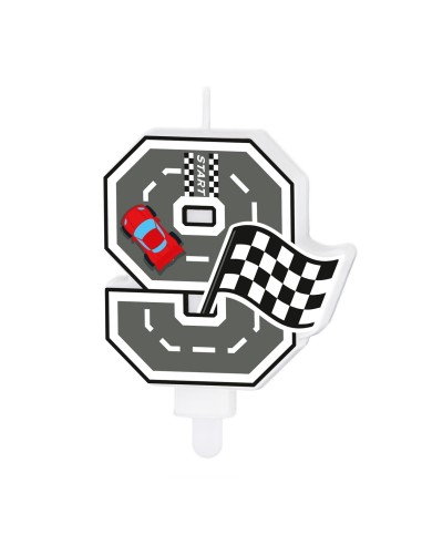 Party Kaars Raceauto - Nummer 9