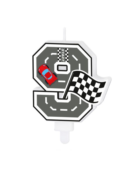 Party Kaars Raceauto - Nummer 9