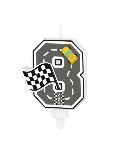 Party Kaars Raceauto - Nummer 8