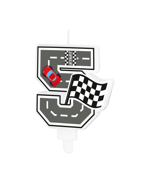 Party Kaars Raceauto - Nummer 5