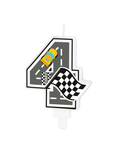 Party Kaars Raceauto - Nummer 4