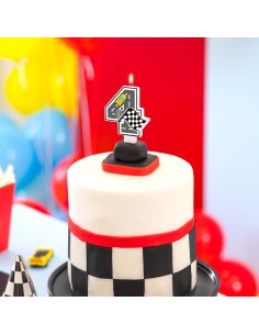 Party Kaars Raceauto - Nummer 4 2