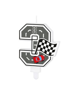 Party Kaars Raceauto - Nummer 3