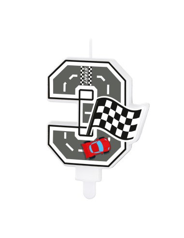 Party Kaars Raceauto - Nummer 3