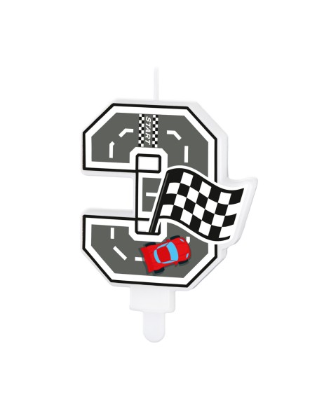 Party Kaars Raceauto - Nummer 3