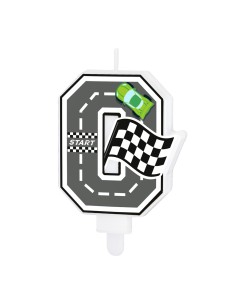 Party Kaars Raceauto - Nummer 0