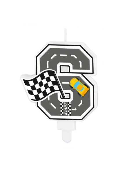 Party Kaars Raceauto - Nummer 6